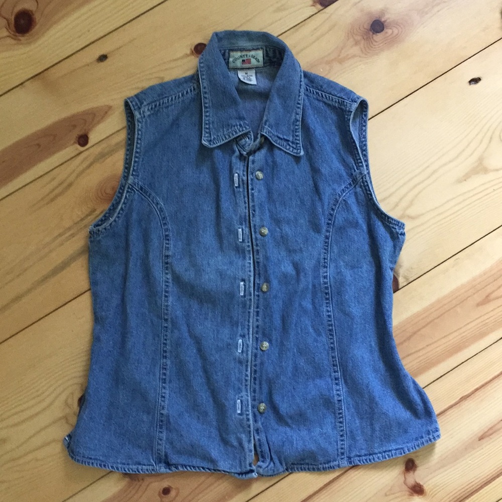 Vintage denim button up tank